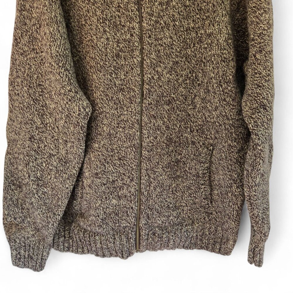 L.L. Bean Mens XL Shetland Wool Full-Zip Cardigan Sweater Heather Brown - Picture 6 of 11